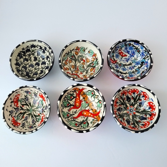 Set of 6 Dipping Ceramic Bowls Handpainted Made in Turkey - - Picture 1 of 10